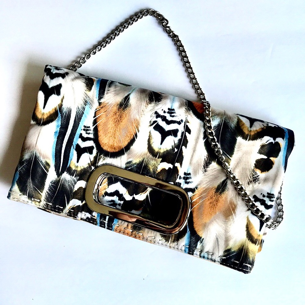 Sondra Roberts | Feather envelope clutch chian